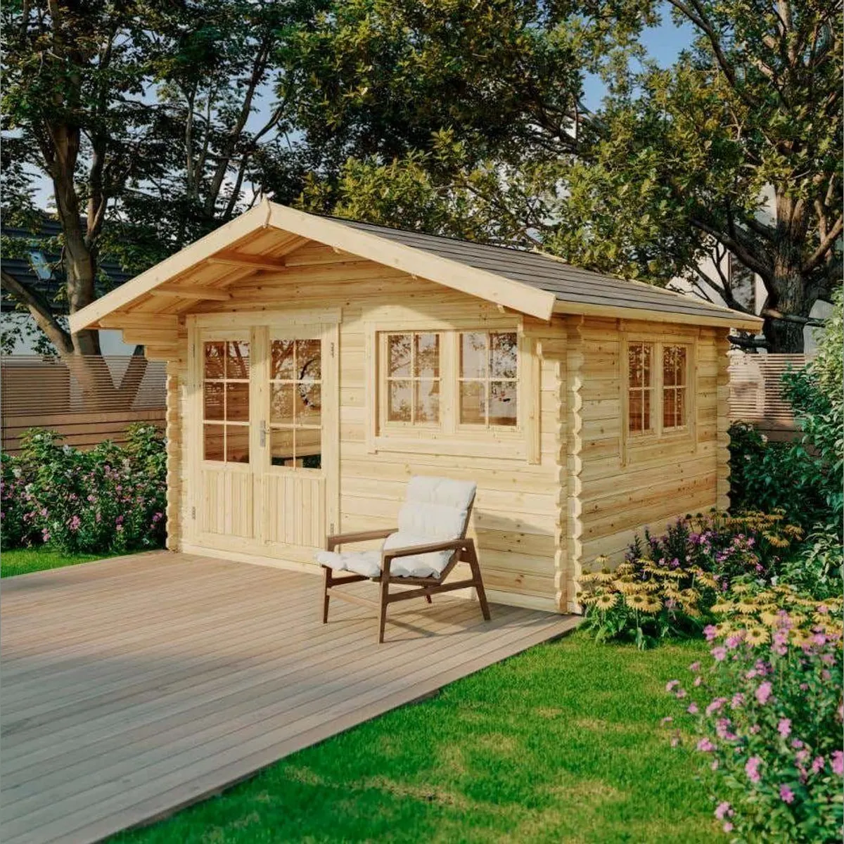 Alpholz Gartenhaus Gabriel-34, 428 x 367 cm, robustes Blockbohlenhaus, 34 mm Wandstärke 2