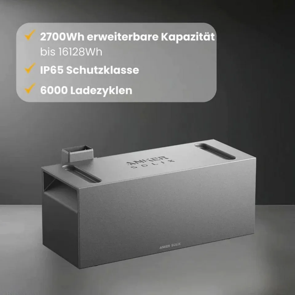 Anker SOLIX BP2700 Erweiterungsbatterie, 2688Wh Kapazität, IP65 Schutz, Plug and Play 5