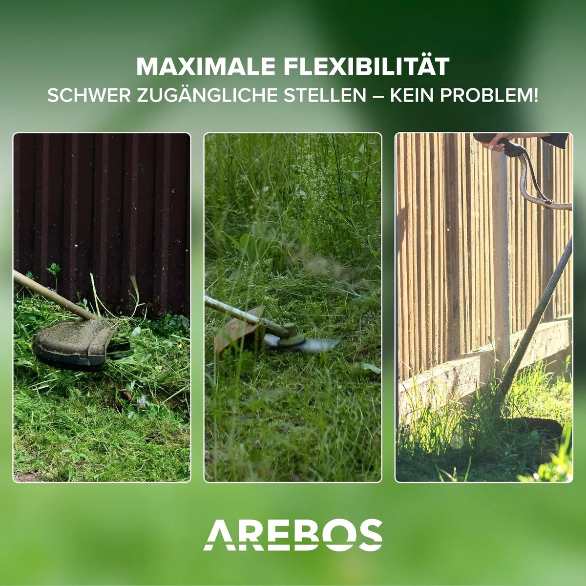 Arebos AR-HE-MT41ET 4in1 Benzin-Motorsense, 3PS, ergonomischer Tragegurt, vielseitig einsetzbar 4