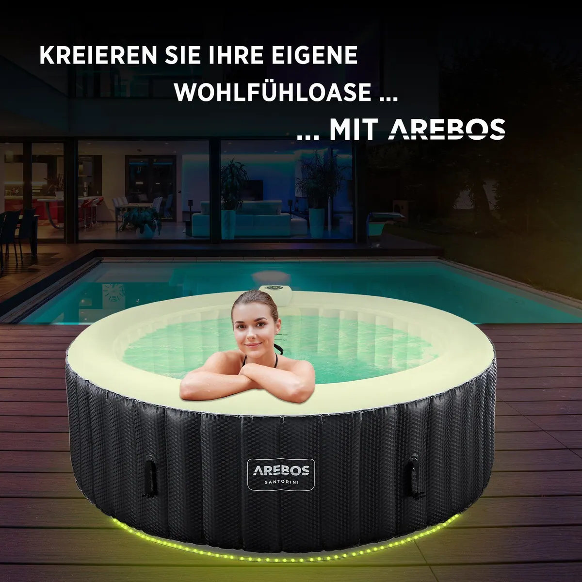 Arebos AR-HE-SPA6RLH Whirlpool, 6 Personen, LED-Beleuchtung, aufblasbar 2