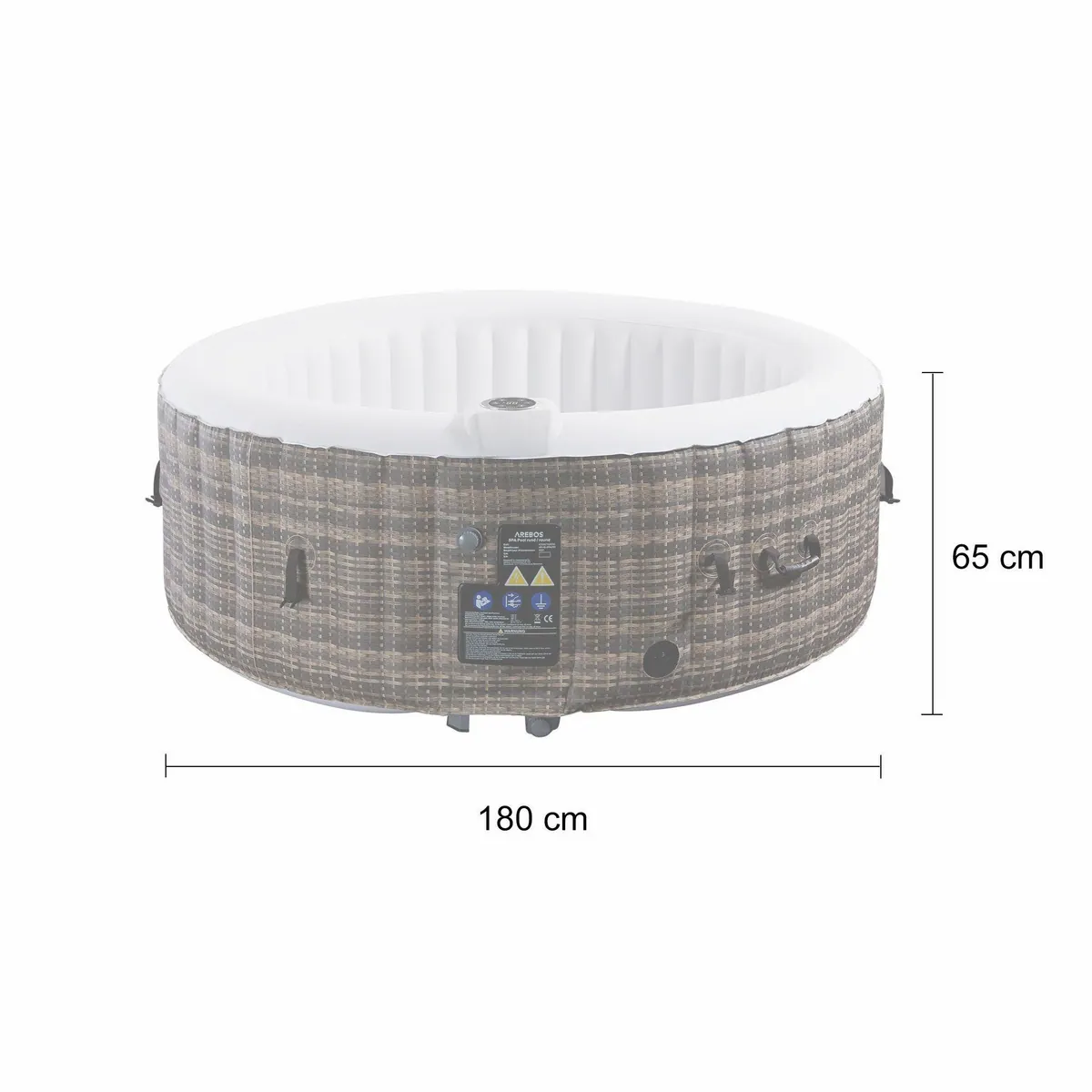 Arebos Aufblasbarer Whirlpool, 4 Personen, ⌀ 180 cm, 100 Massagedüsen 4