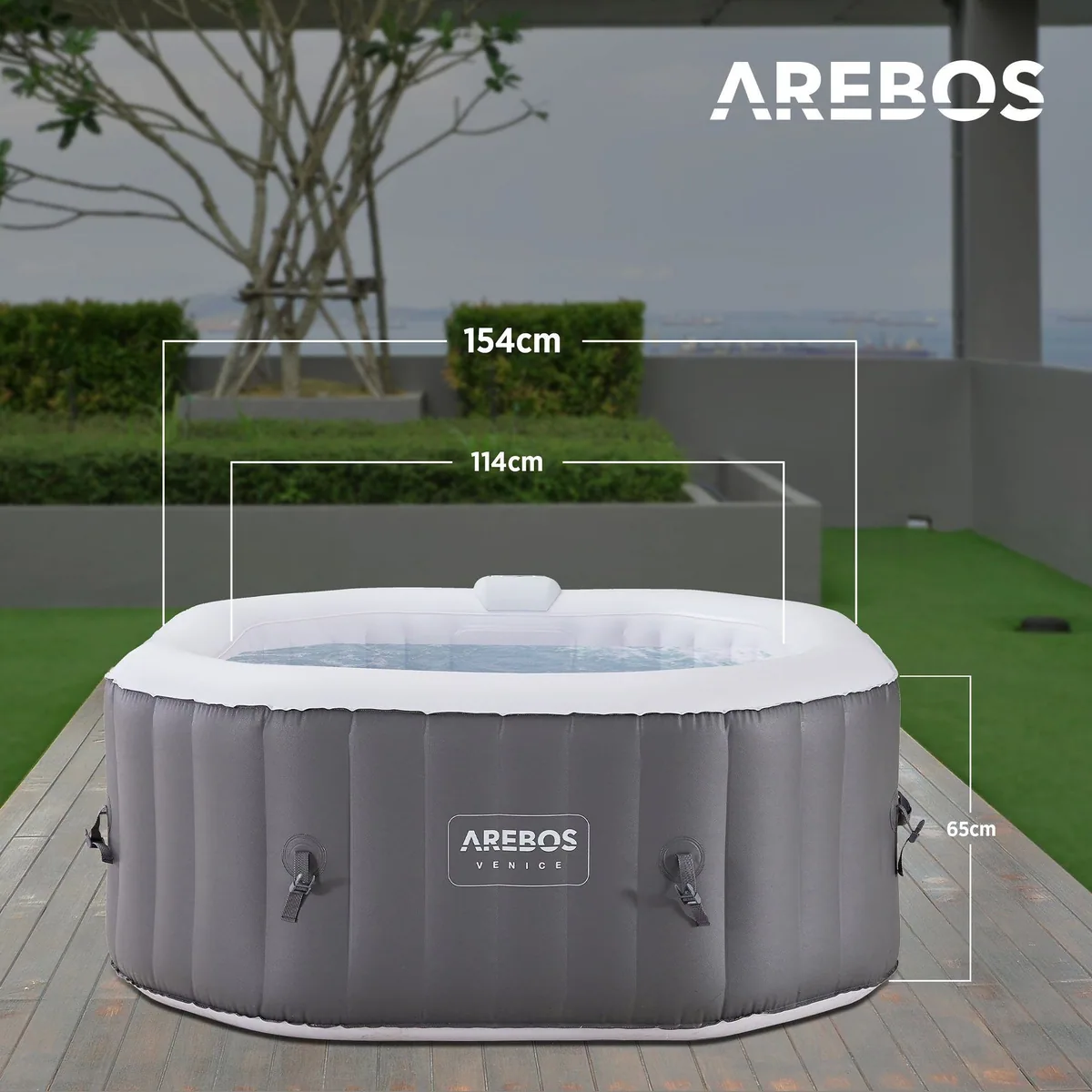Arebos Whirlpool AR-HE-SPA4OAH, 4 Personen, 110 Massagedüsen, max. 40 °C 4