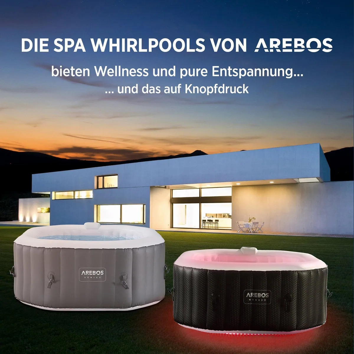 Arebos Whirlpool AR-HE-SPA4OAH, 4 Personen, 110 Massagedüsen, max. 40 °C 5