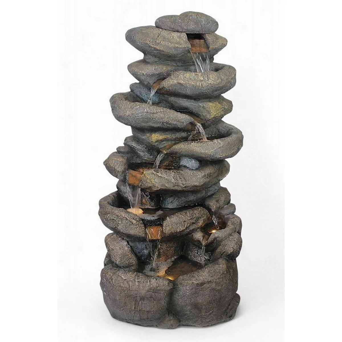 Arnusa BK902 Gartenbrunnen, 100 cm Höhe, 8 Wasserfälle, LED-Beleuchtung 2