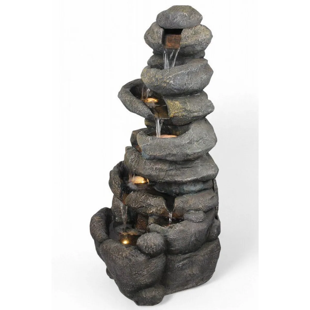 Arnusa BK902 Gartenbrunnen, 100 cm Höhe, 8 Wasserfälle, LED-Beleuchtung 3