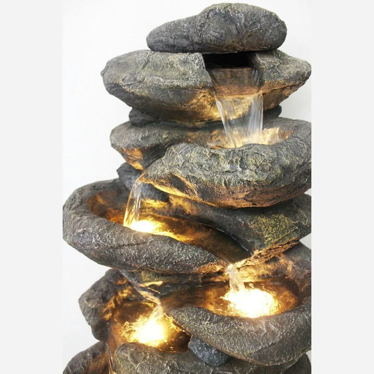 Arnusa BK902 Gartenbrunnen, 100 cm Höhe, 8 Wasserfälle, LED-Beleuchtung 4