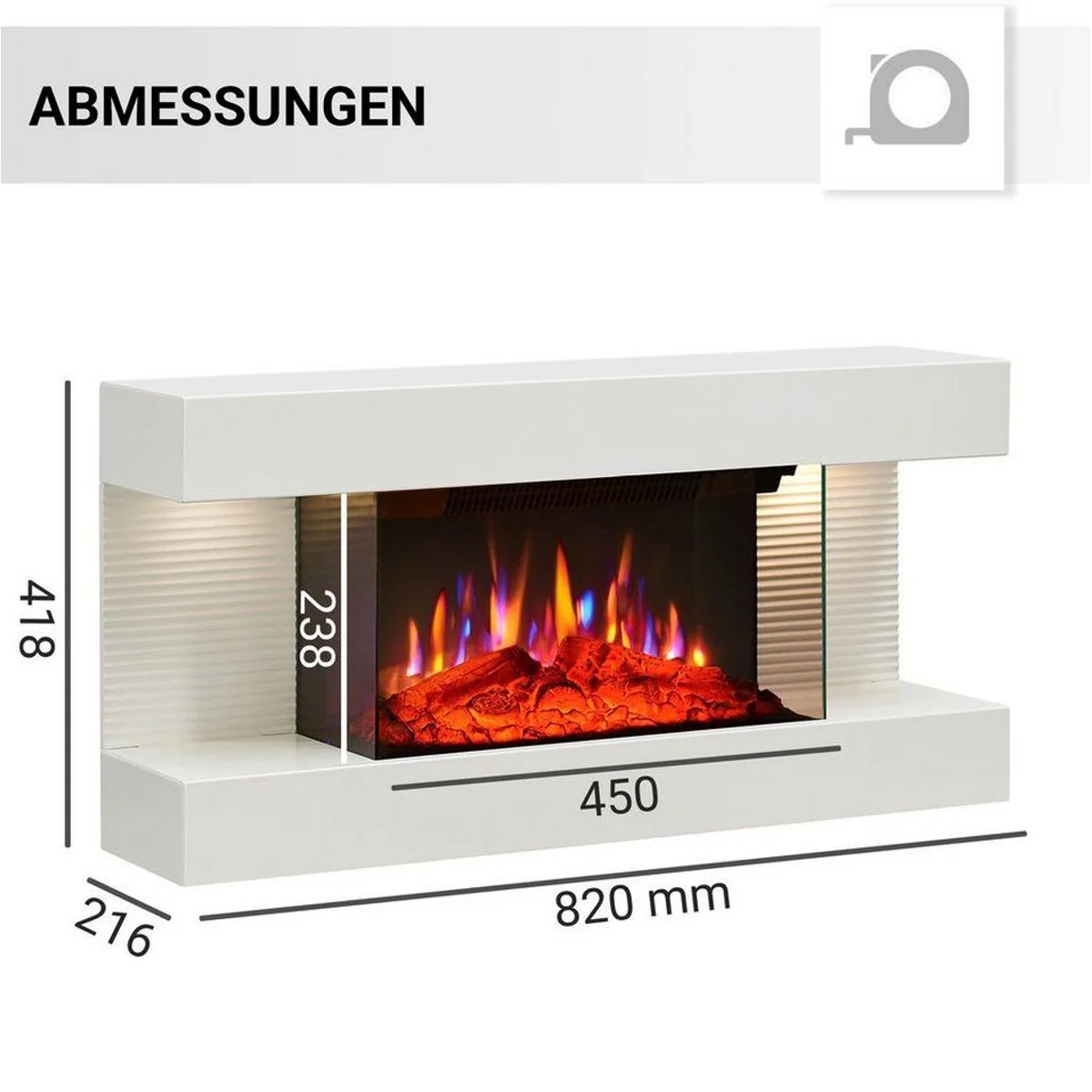 Balderia Elektrokamin Ida, 3D Flammeneffekt, 1800 W Heizleistung, LED-Ambientebeleuchtung 5