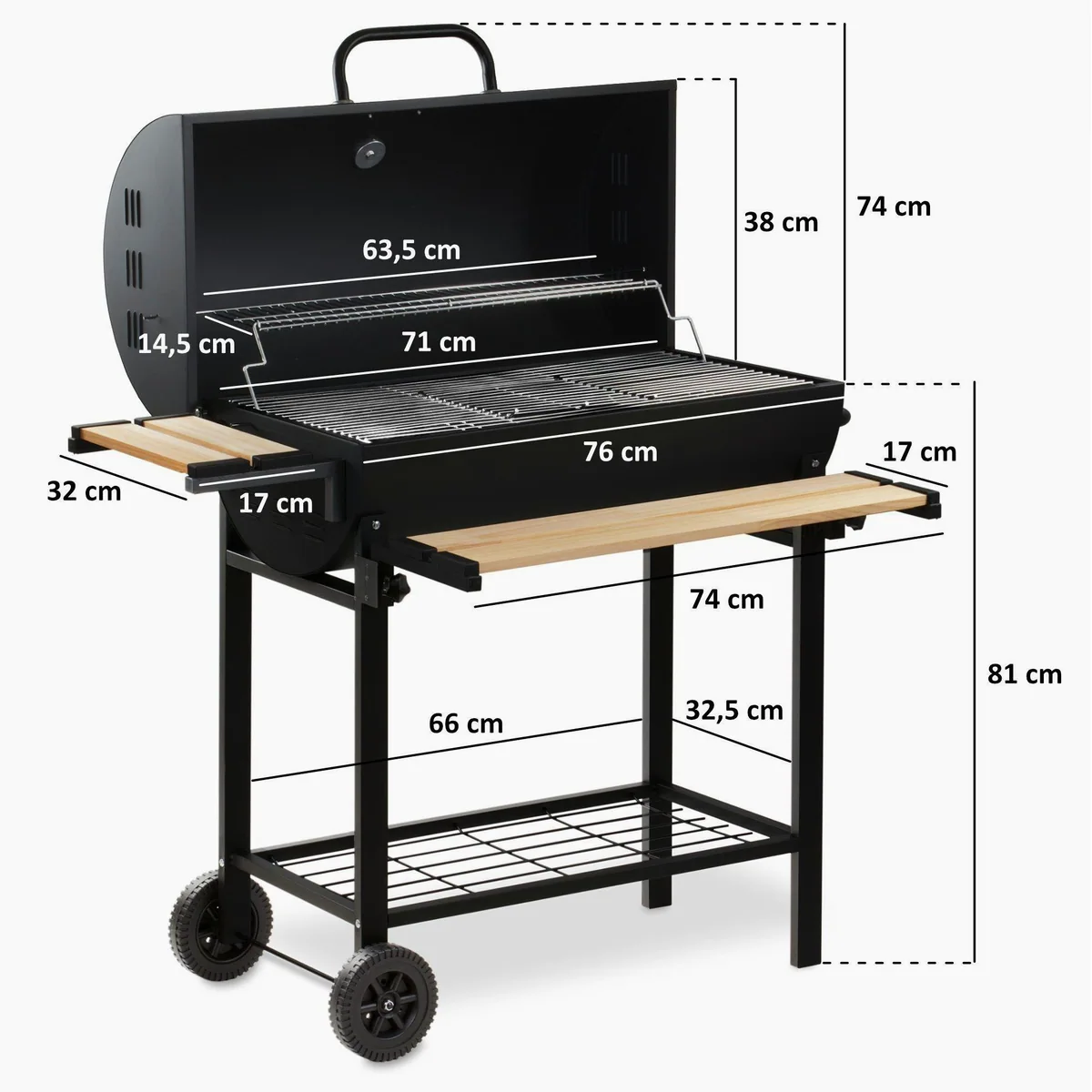 BBQ-Toro Holzkohlegrill Grillwagen, fahrbar, inkl. Thermometer, Smoker-Funktion 3