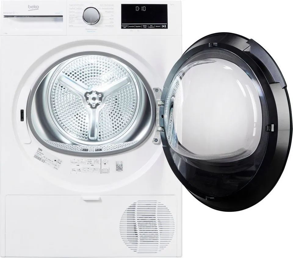 BEKO B3TO82C9W Wärmepumpentrockner, Energieeffizienz C, 8 kg Fassungsvermögen, Multifunktionsdisplay 3