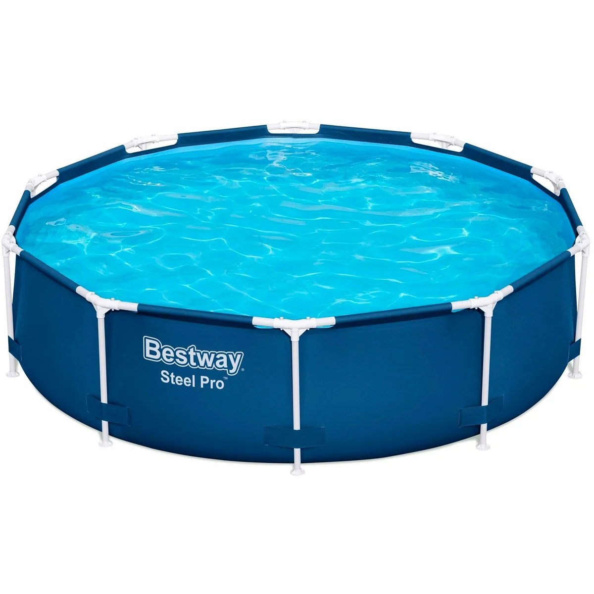 Bestway Steel Pro Pool, Ø 305 x 76 cm, langlebiger Stahlrahmen, DuraPlus Folie