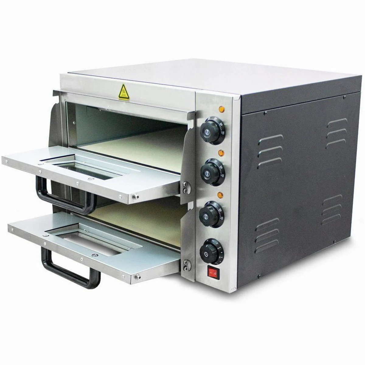 Bituxx Pizzaofen Doppel 3000W, 350°C max, zwei Kammern 2