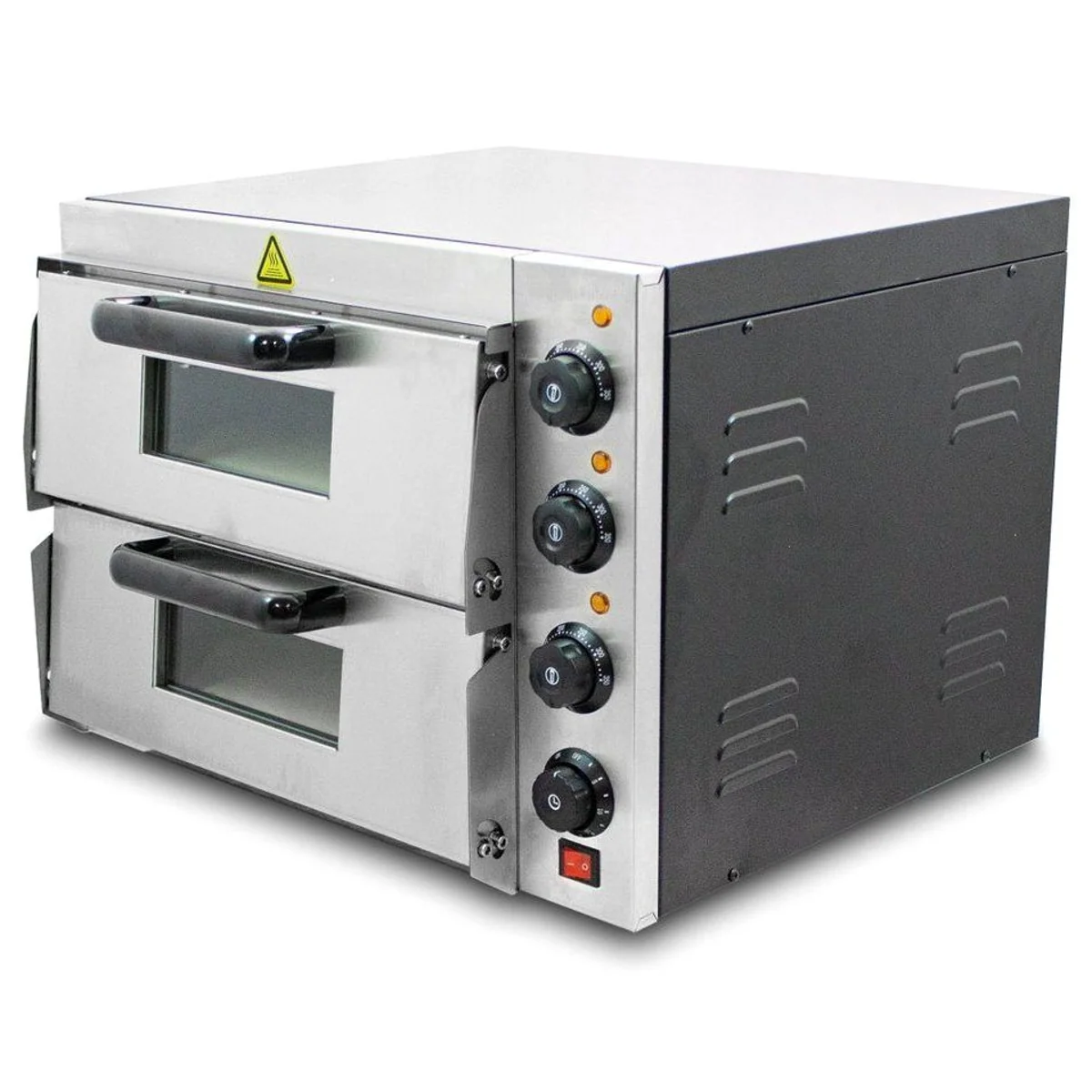 Bituxx Pizzaofen Doppel 3000W, 350°C max, zwei Kammern 3