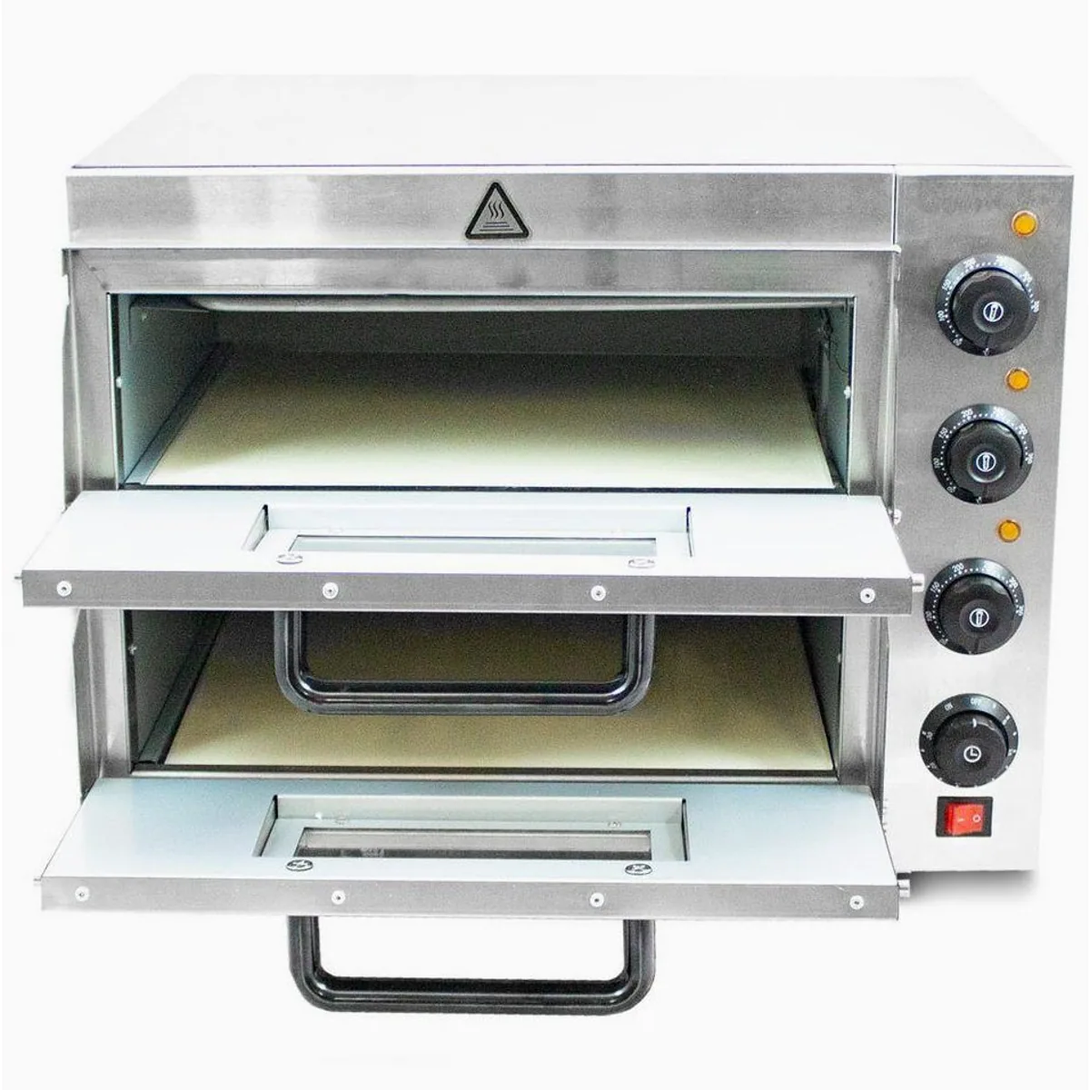 Bituxx Pizzaofen Doppel 3000W, 350°C max, zwei Kammern 5