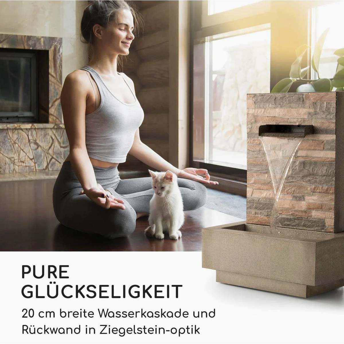 blumfeldt Watergate Gartenbrunnen, 50 cm Breite, 15 W Pumpe, 10 m Kabel 2