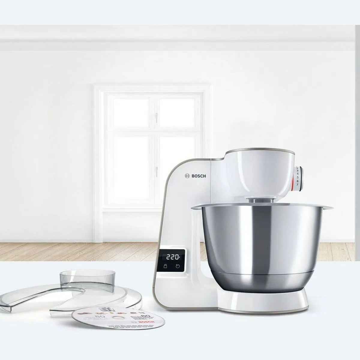 BOSCH MUM5XW40 Küchenmaschine, 1000 W, 3,9 l Schüssel, integrierte Waage, Durchlaufschnitzler Dieses Produkt der Marke BOSCH wird von uns als 4