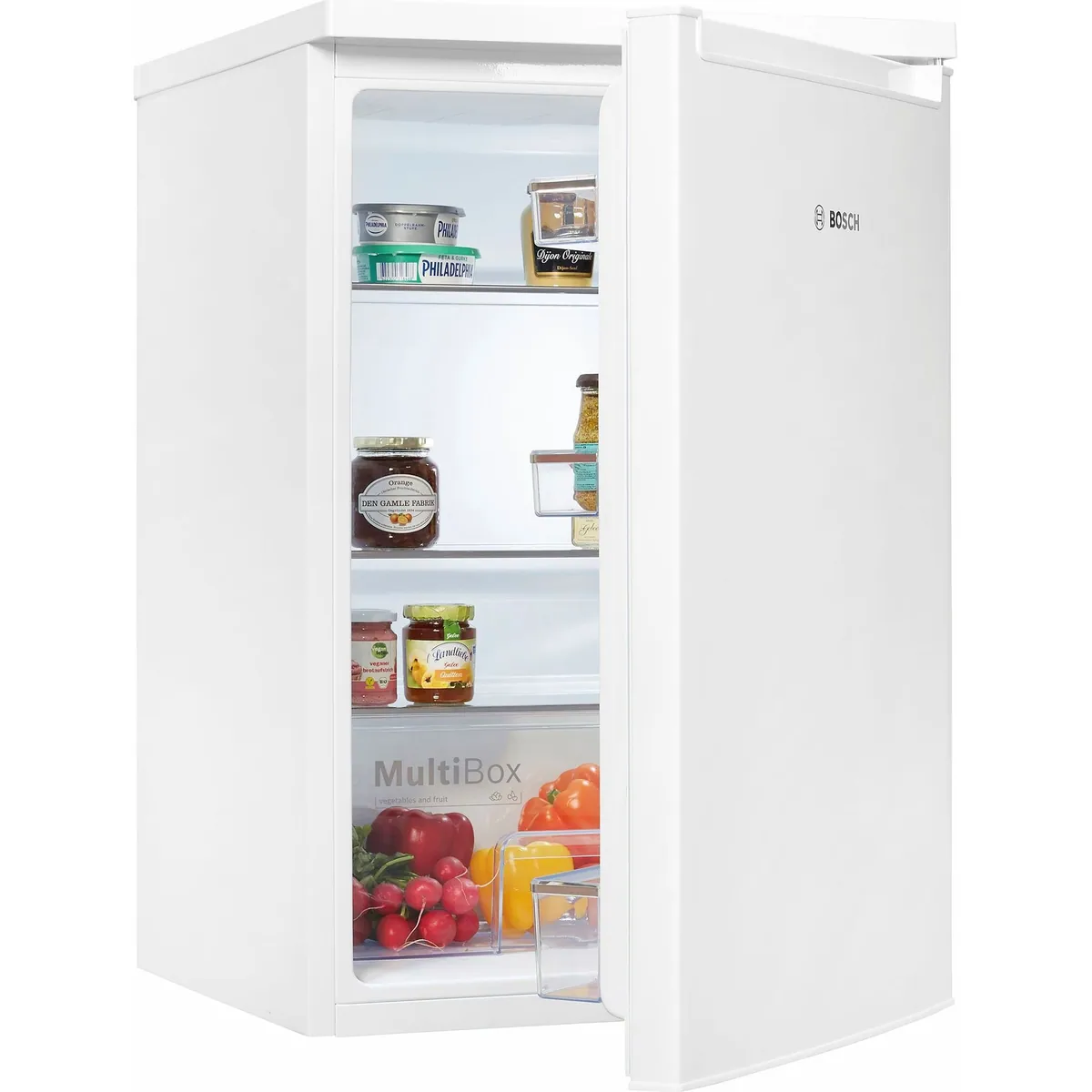 BOSCH KTR15NWFA Kühlschrank, 85 cm hoch, 136 l Kühlvolumen, LED-Innenbeleuchtung Dieses Produkt der Marke BOSCH wird von uns als unabhängigem Händler