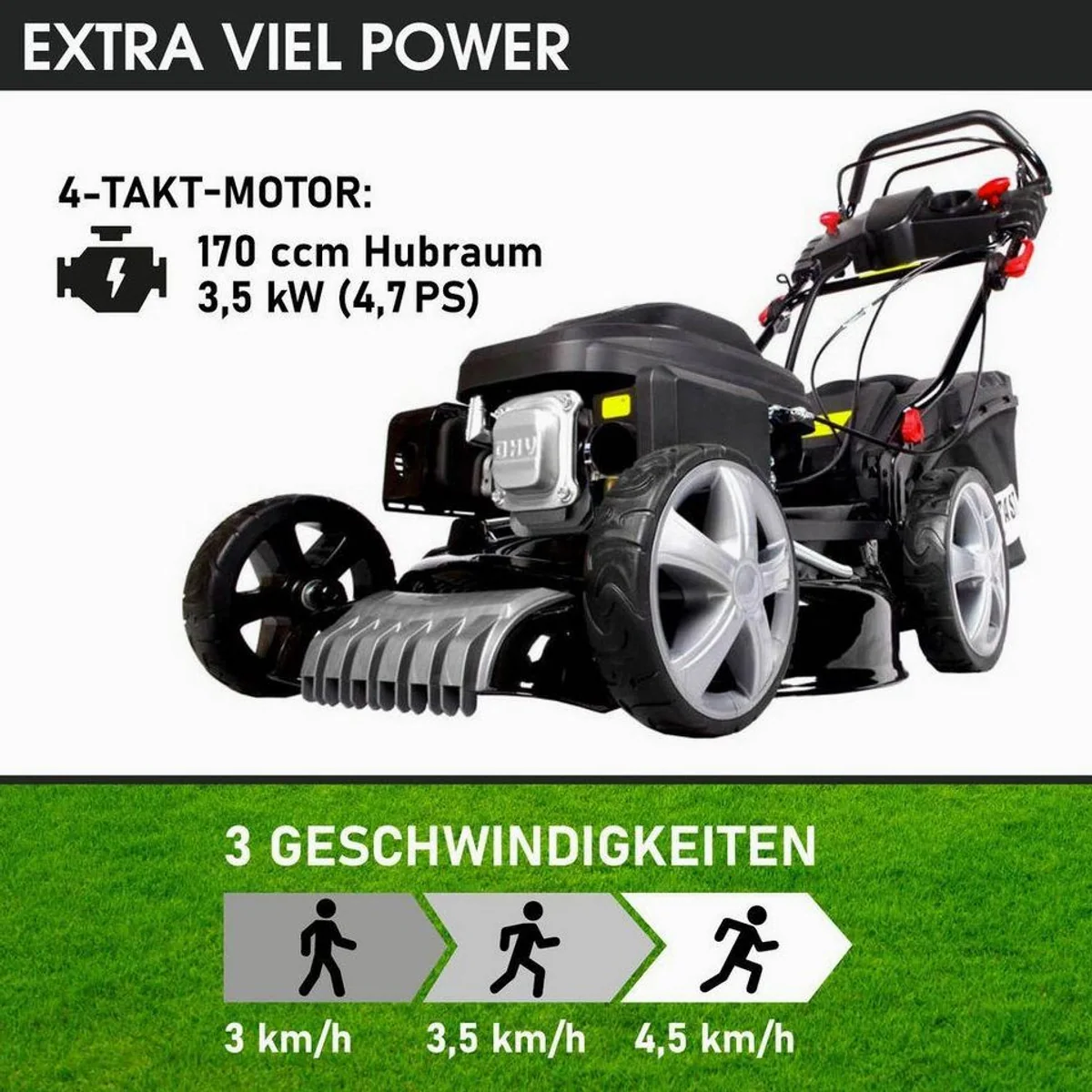 BRAST Benzinrasenmäher 18170 E-Start Speed, 3,5kW, 46cm Schnittbreite, Elektrostarter, 60L Fangkorb 2
