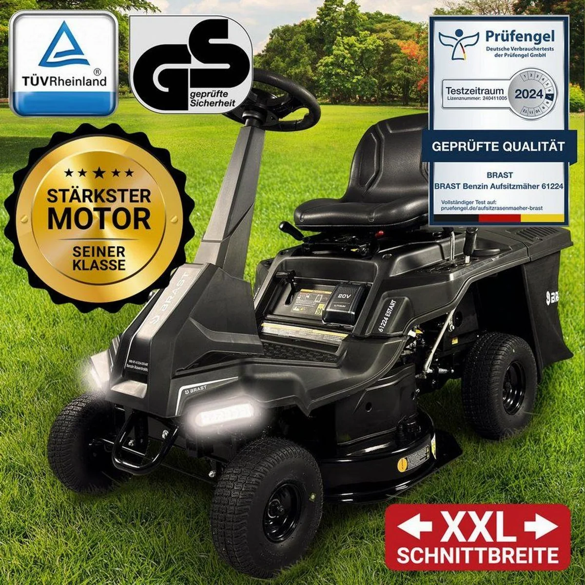 BRAST Rasentraktor 61224 ESTART, 5,15kW (7PS) Motor, 61cm Schnittbreite, 150L Fangkorb 2