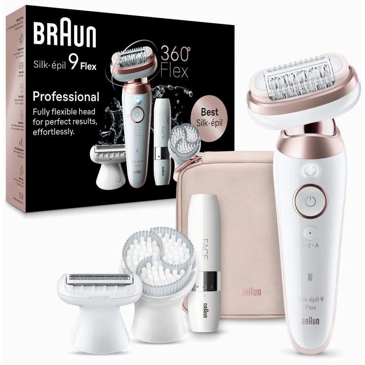 Braun Silk-épil 9 Flex 9-360, 40 MicroGrip-Pinzetten, flexibler Kopf, wasserfest