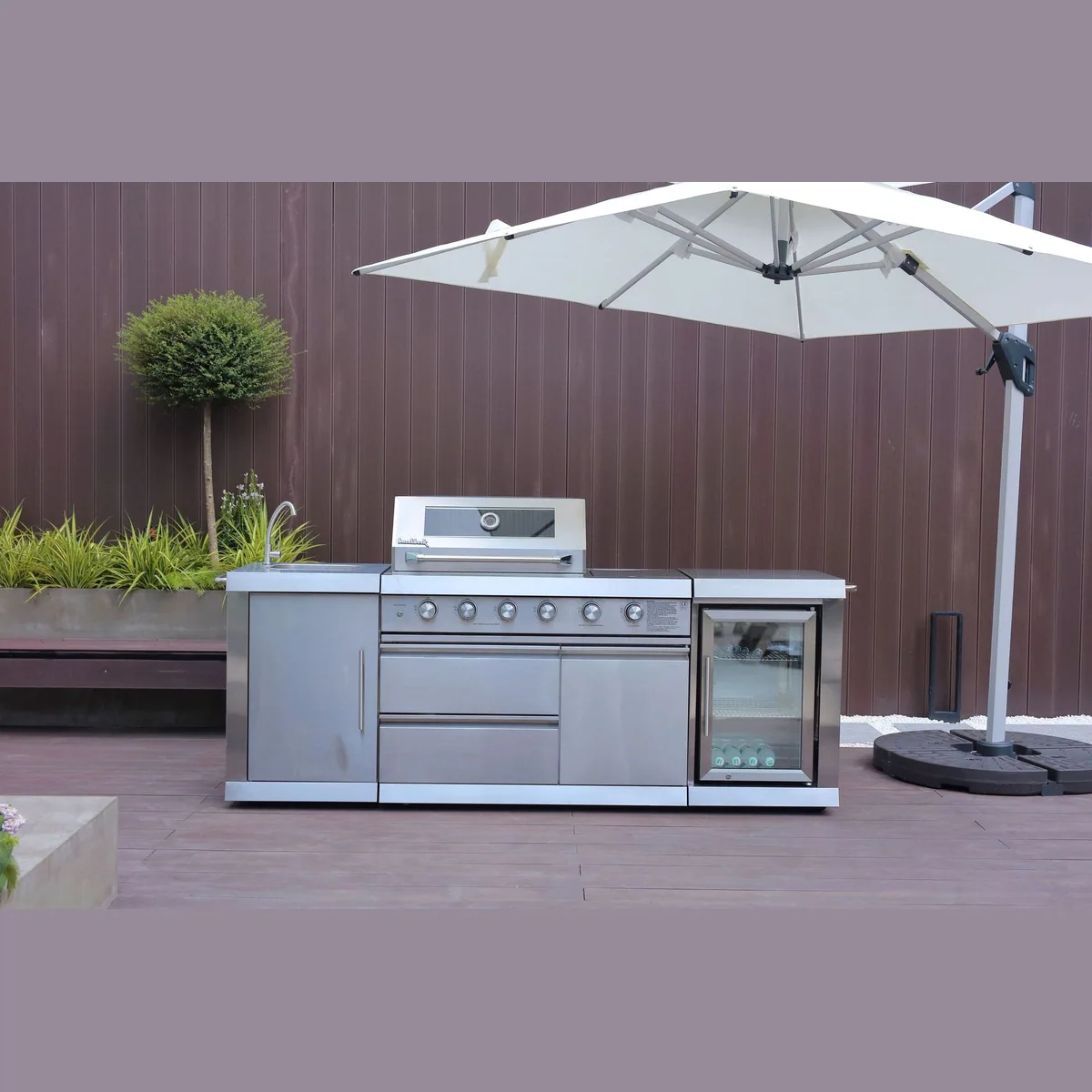 Buschbeck Oxford Gasgrill, 4 Edelstahlbrenner, Spülbecken, Sichtfenster 2