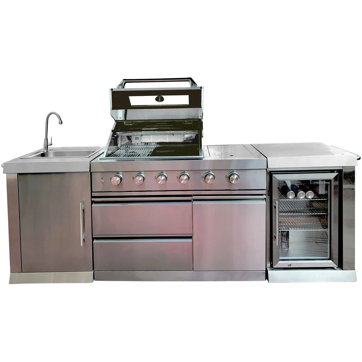 Buschbeck Oxford Gasgrill, 4 Edelstahlbrenner, Spülbecken, Sichtfenster 3