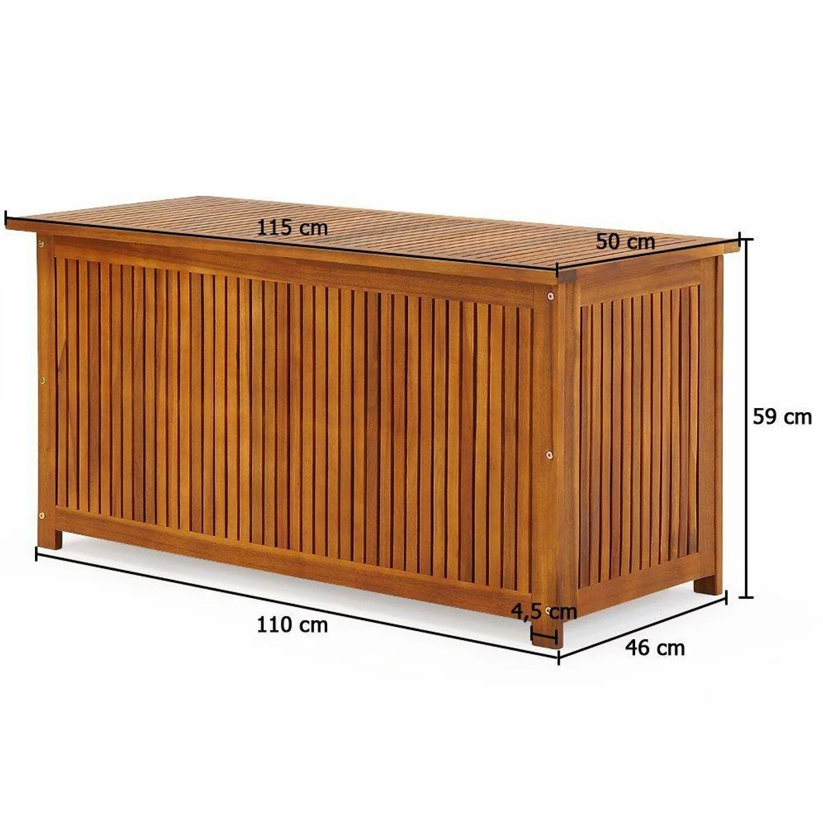 Casaria Auflagenbox, aus Akazienholz, 117 cm, inkl. Innenplane 5