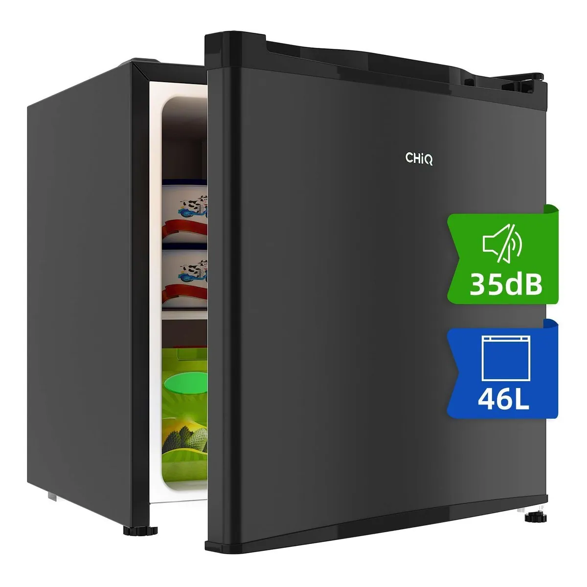 CHiQ CSD46D4 Mini Kühlschrank, 46 L, 35 dB, 12 Jahre Kompressor-Garantie