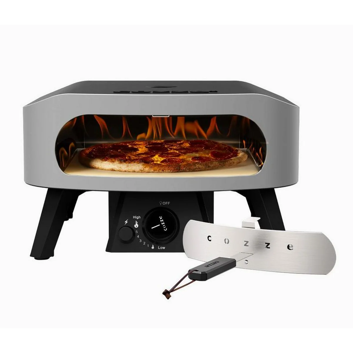 COZZE Gas-Pizzaofen Classic 13", 450°C Backtemperatur, tragbar, inkl. Pizzastein