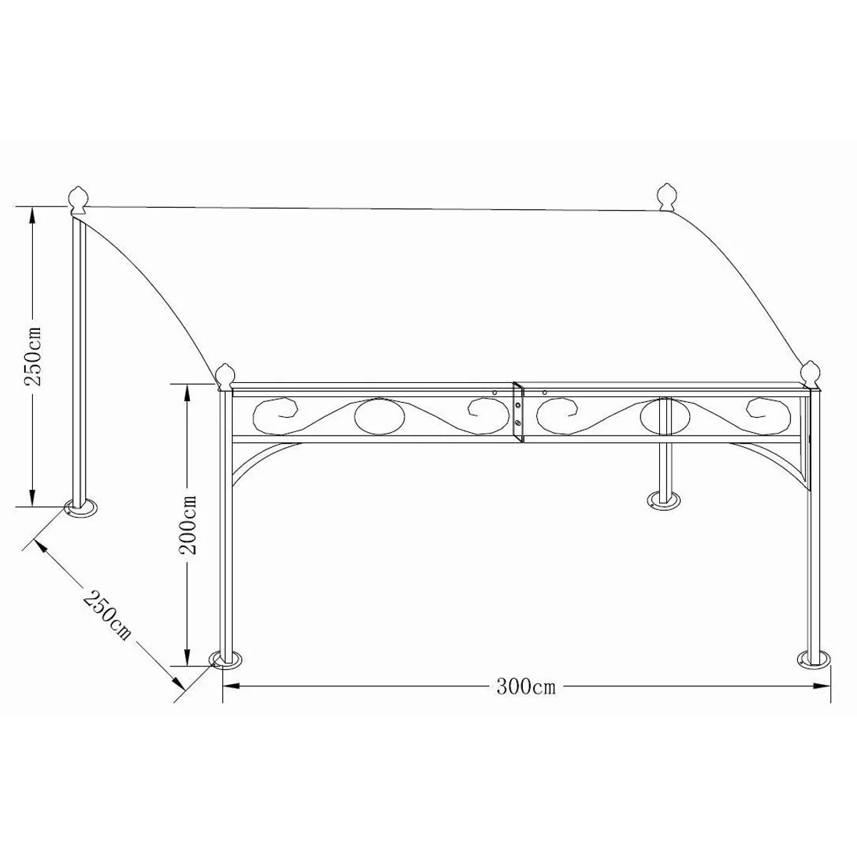 DEGAMO Anbaupavillon MANTOVA, 3 x 2,5 Meter, wasserdicht, stabil 5