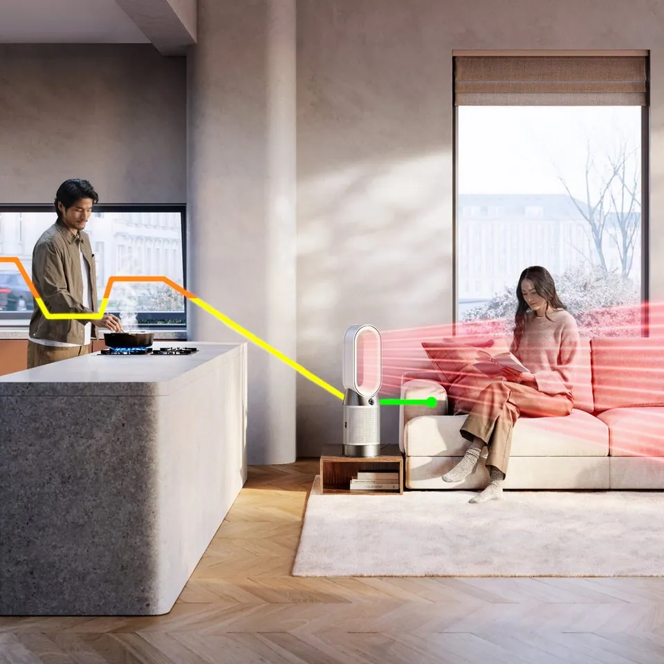 DYSON Purifier Hot+Cool HP1, Luftreiniger, Heizlüfter & Ventilator — Echtzeit-Luftqualitätsanalyse, HEPA-Filter, App-Steuerung Dieses Produkt der 3