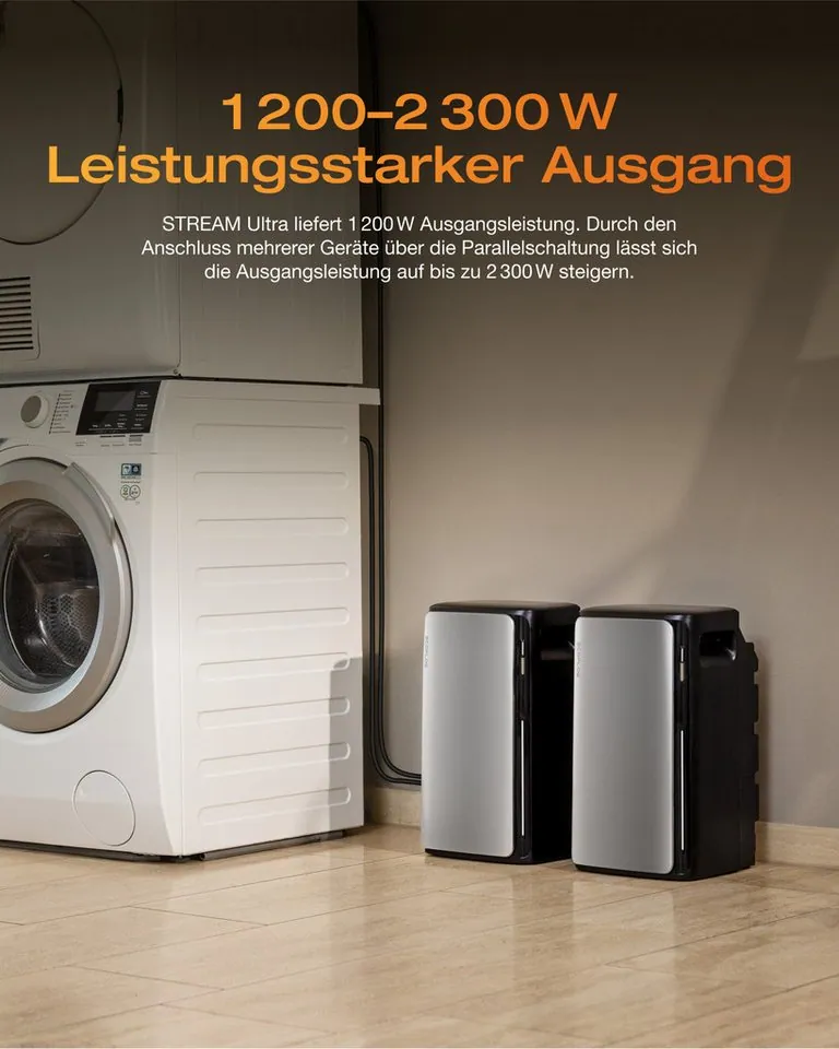 EcoFlow STREAM Ultra Balkonkraftwerk, 1,92 kWh Kapazität, 2800W Solareingang, Langlebige LiFePo4 Batterie 3
