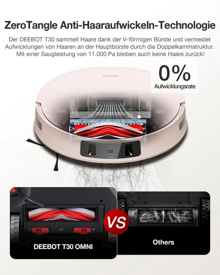 ECOVACS DEEBOT T30 PRO OMNI, hohe Saugleistung, automatische Moppreinigung, TruEdge-Technologie 4