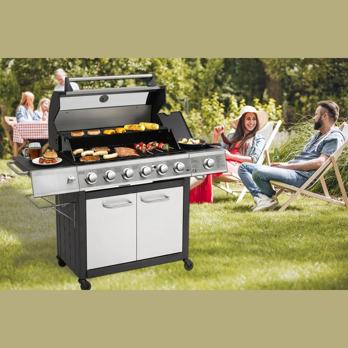 El Fuego Long Beach Gasgrill, 7 Brenner, 3,2 kW Hauptbrenner, 3,5 kW Seitenbrenner 2