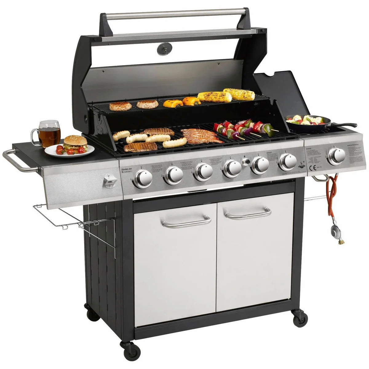 El Fuego Long Beach Gasgrill, 7 Brenner, 3,2 kW Hauptbrenner, 3,5 kW Seitenbrenner 3
