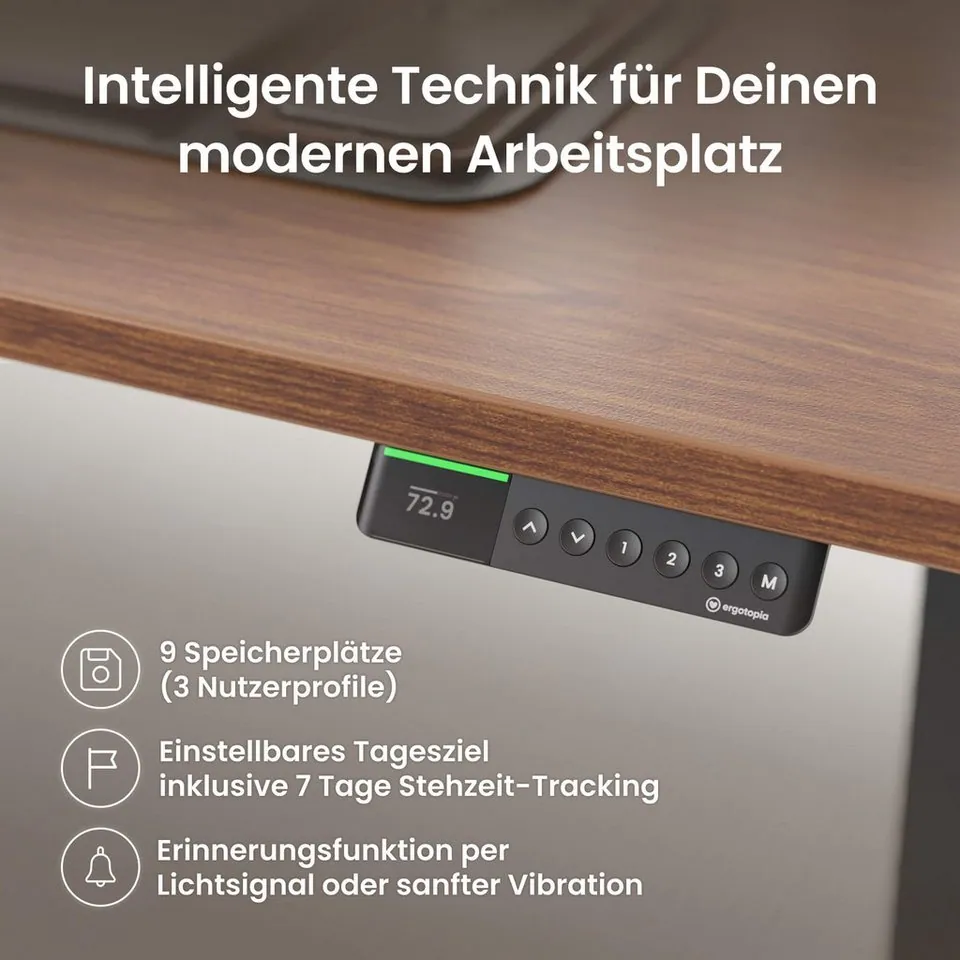 Ergotopia Pro X elektrisch höhenverstellbarer Schreibtisch, flexible Höhenanpassung, edles OLED-Display 5