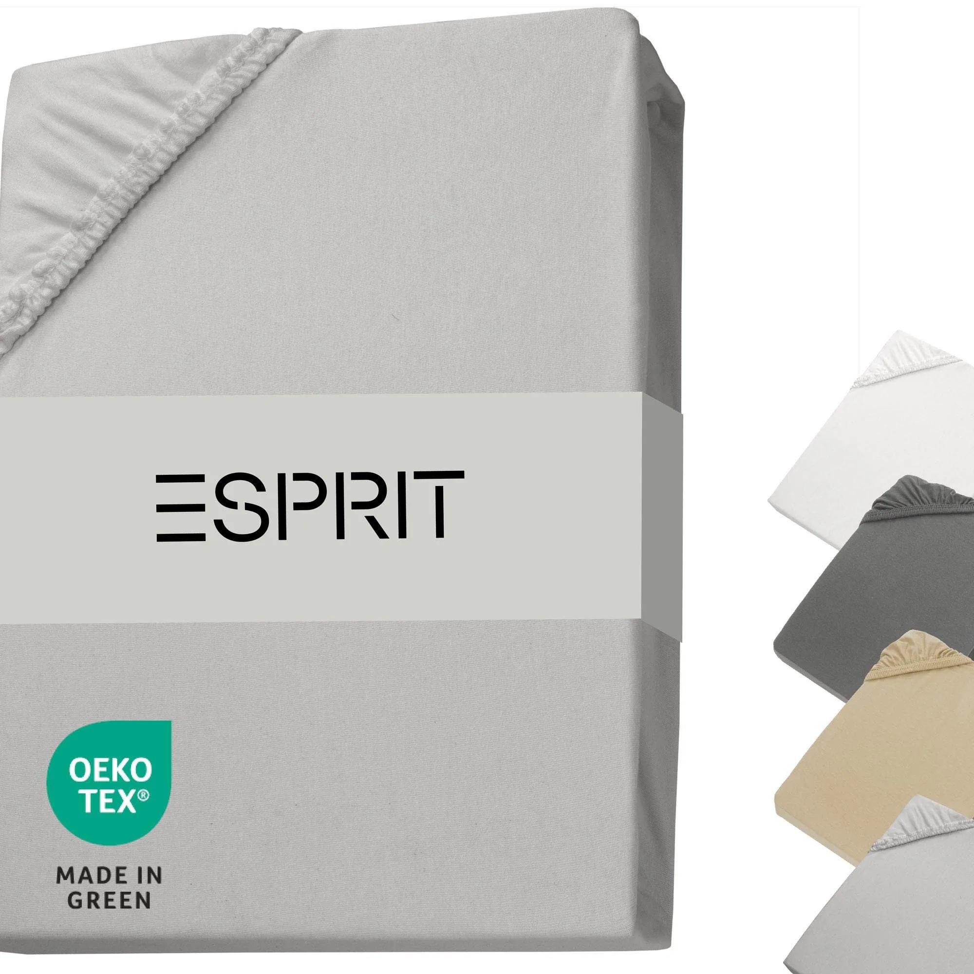 Esprit Spannbettlaken PREMIUM, 95% Baumwolle, bügelfrei, 100 x 200 cm, Grau