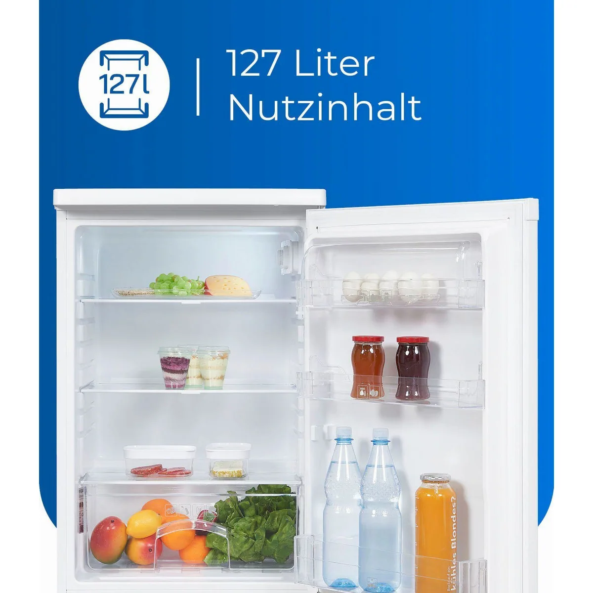 exquisit KS16-V-040E Kühlschrank, 85 cm hoch, 55 cm breit, 127 l Volumen 5