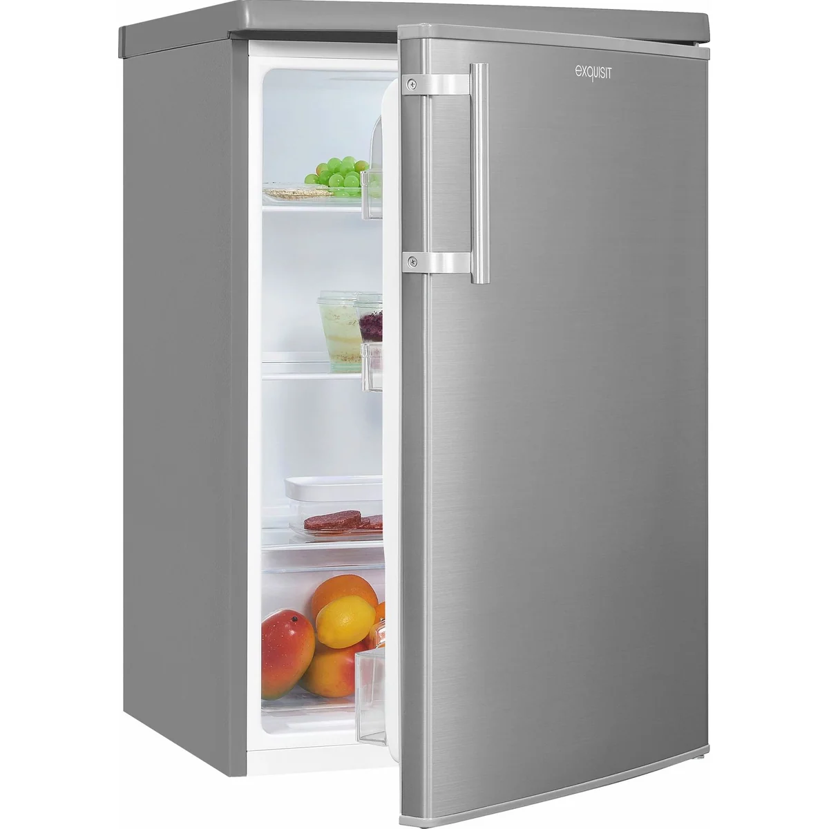 exquisit KS16-V-H-040E inoxlook Kühlschrank, 85,5 cm hoch, 55 cm breit, 127 l Volumen