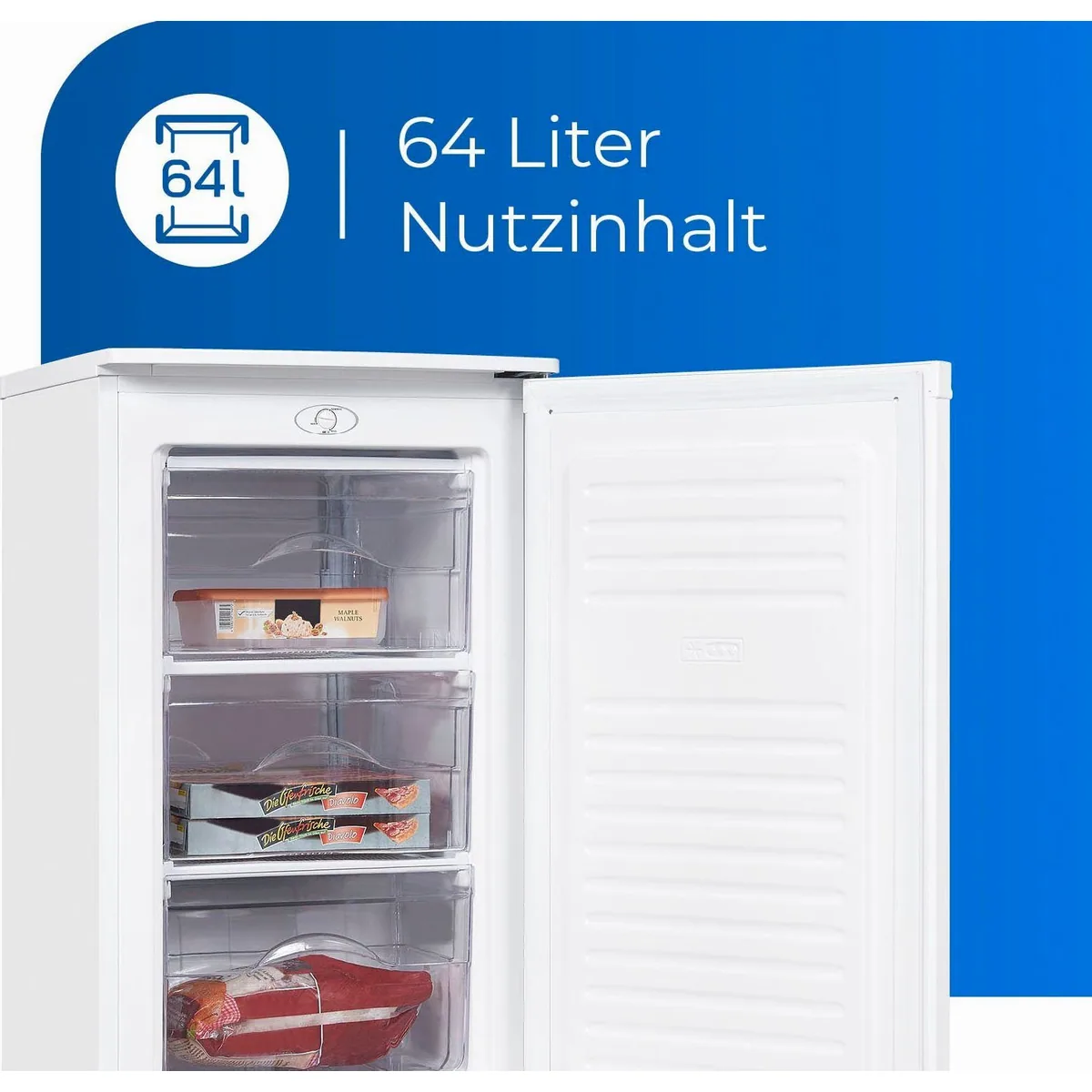 exquisit GS111-040E Gefrierschrank, 85 cm hoch, 64 l Volumen, 40 dB Geräuschpegel 4