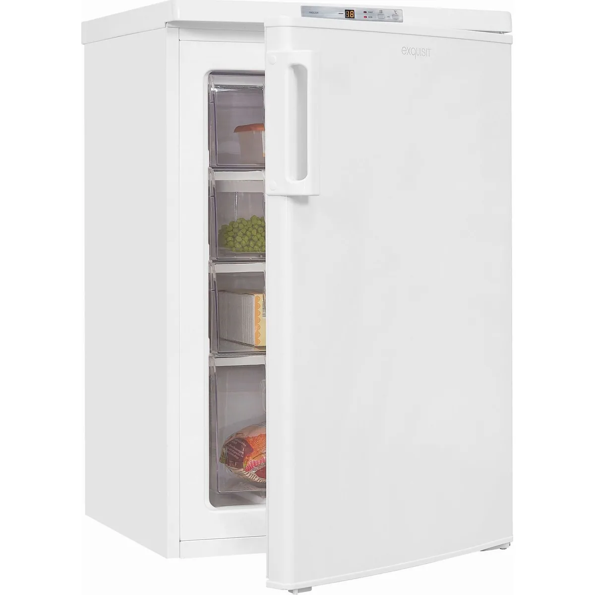 exquisit GS80-HE-040E Gefrierschrank, 4 Gefrierschubladen, Energieeffizienzklasse E, 91 l Volumen