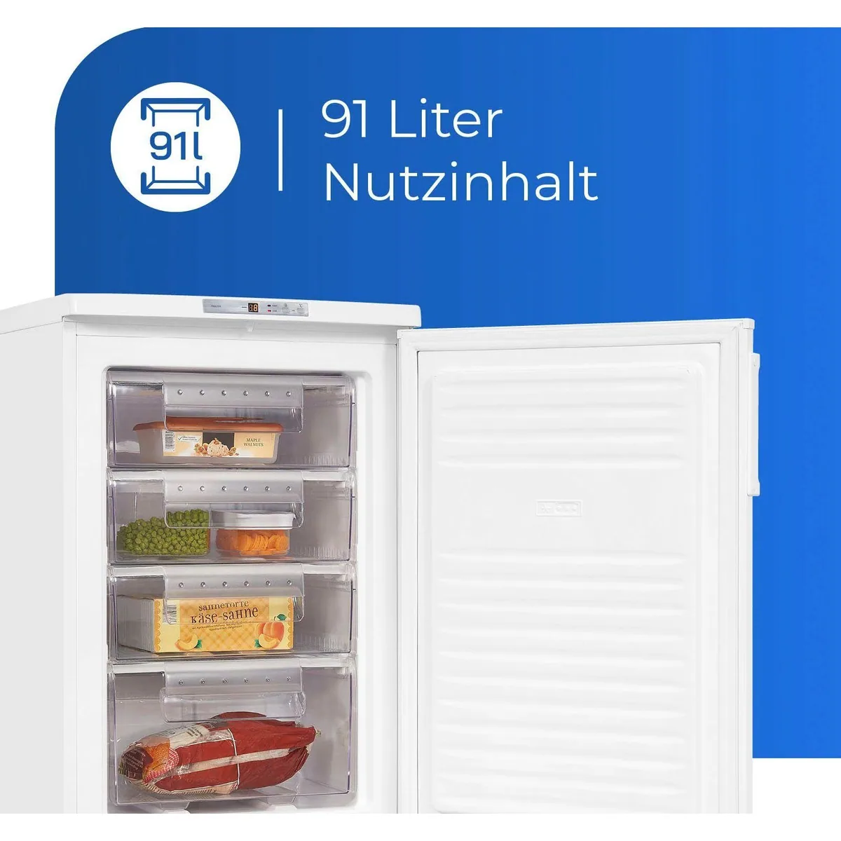 exquisit GS80-HE-040E Gefrierschrank, 4 Gefrierschubladen, Energieeffizienzklasse E, 91 l Volumen 4