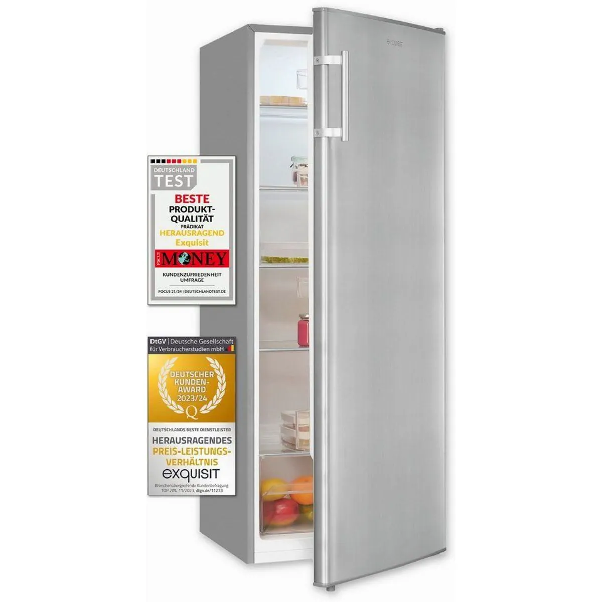 exquisit KS320-V-H-040D Vollraumkühlschrank, 242 l Volumen, 39 dB Betriebsgeräusch, 5 Ablageflächen 3
