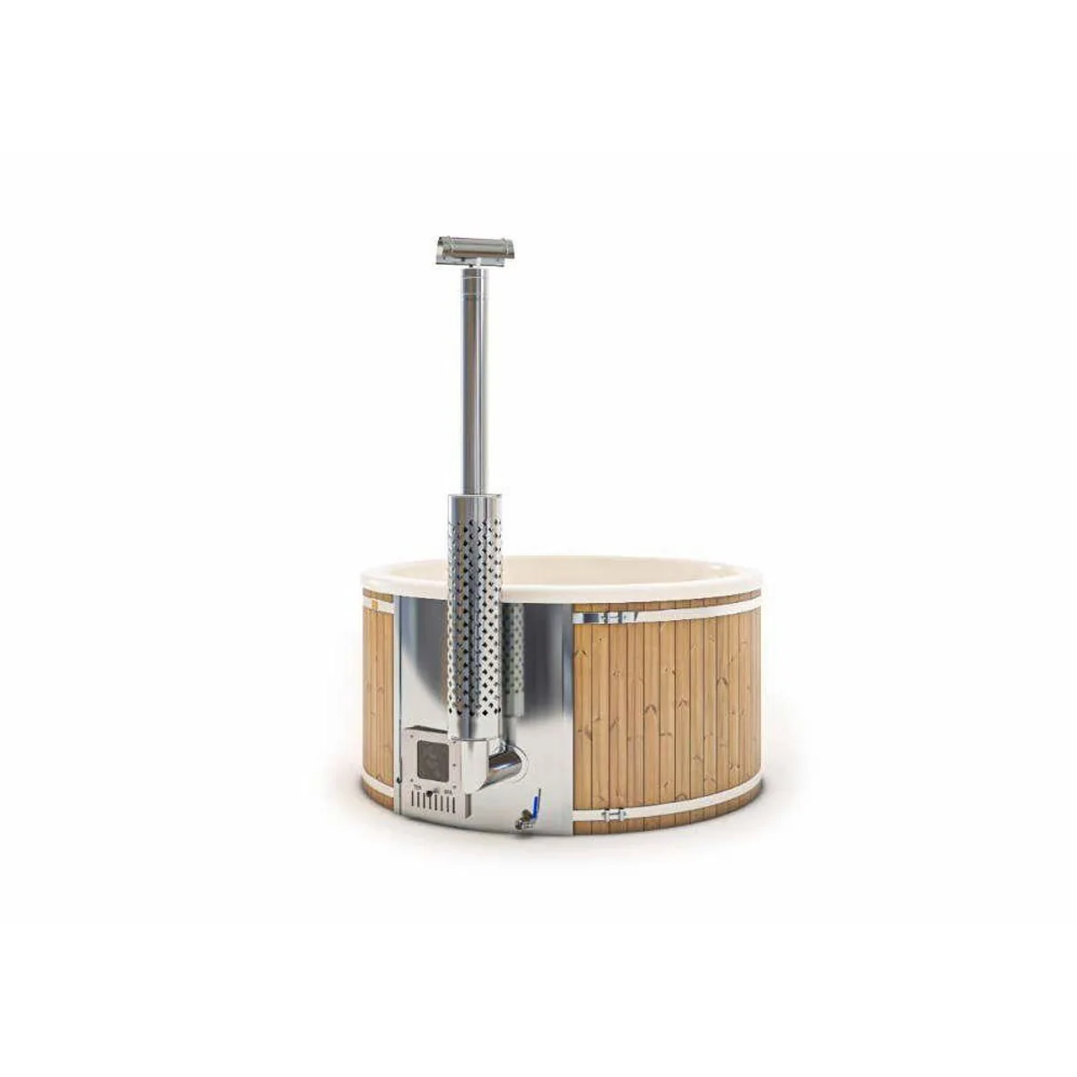 FinnTherm Stockholm Badefass, Edelstahlofen 30 kW, Platz für 8 Personen 5