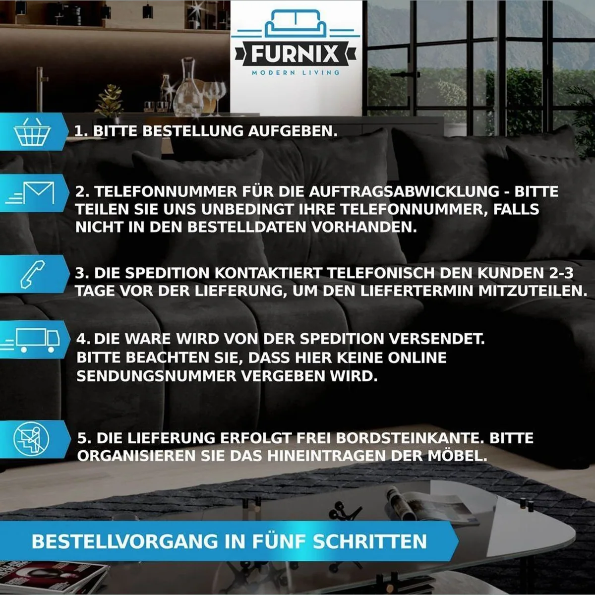 Furnix Calvani U Sofa, Schlaffunktion, Bettkasten, Microfaser EN24 grau 4