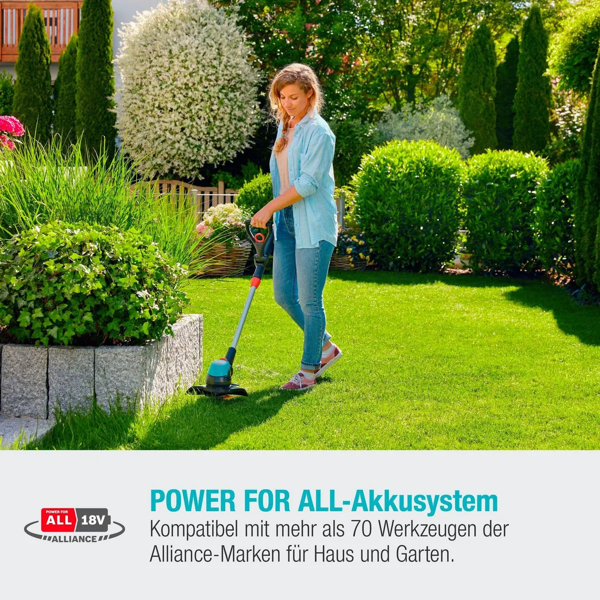 GARDENA EasyCut 23/18V P4A Akku-Rasentrimmer, 23 cm Arbeitsbreite, inkl. Akku und Ladegerät 2