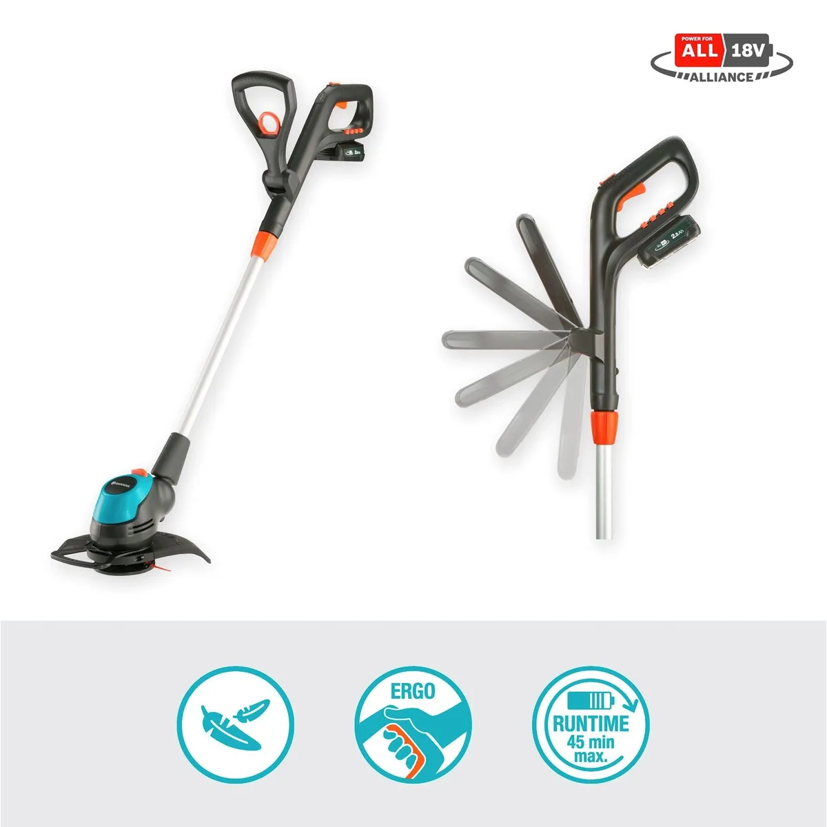 GARDENA EasyCut 23/18V P4A Akku-Rasentrimmer, 23 cm Arbeitsbreite, inkl. Akku und Ladegerät 4