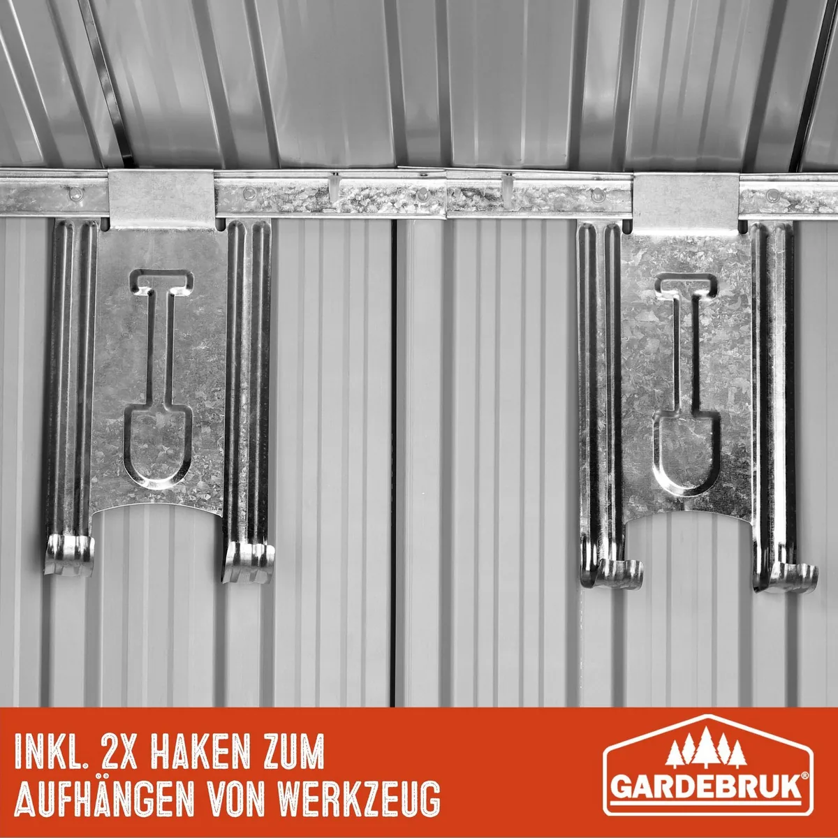 Gardebruk Gerätehaus L, 3,4m³ mit Fundament, 196x122x180cm, 2 Fenster 3