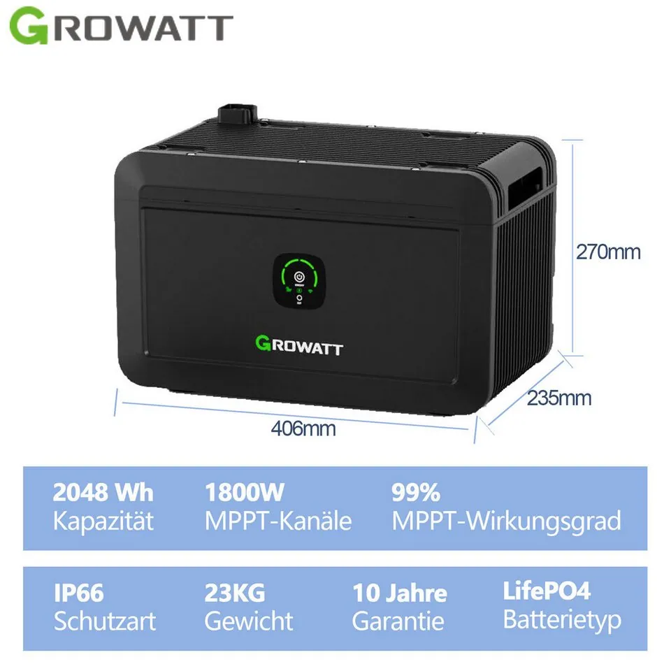 Growatt NOAH 2000 Balkonspeicher, Erweiterbar, Intelligente Steuerung, Hohe Effizienz 3