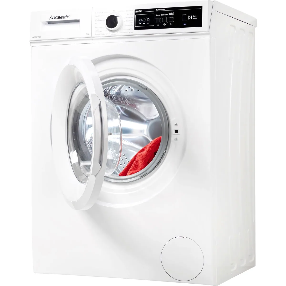 Hanseatic HWM5T110D Waschmaschine, 5 kg, 1000 U/min, Mengenautomatik, Allergieprogramm 2