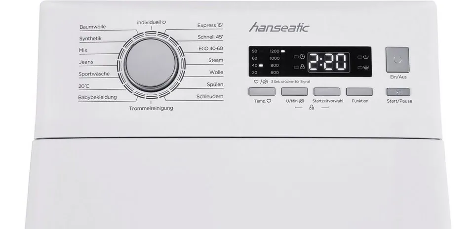 Hanseatic HTW7512A Toplader Waschmaschine, energieeffizient, 7,5 kg Fassungsvermögen, Kindersicherung 3